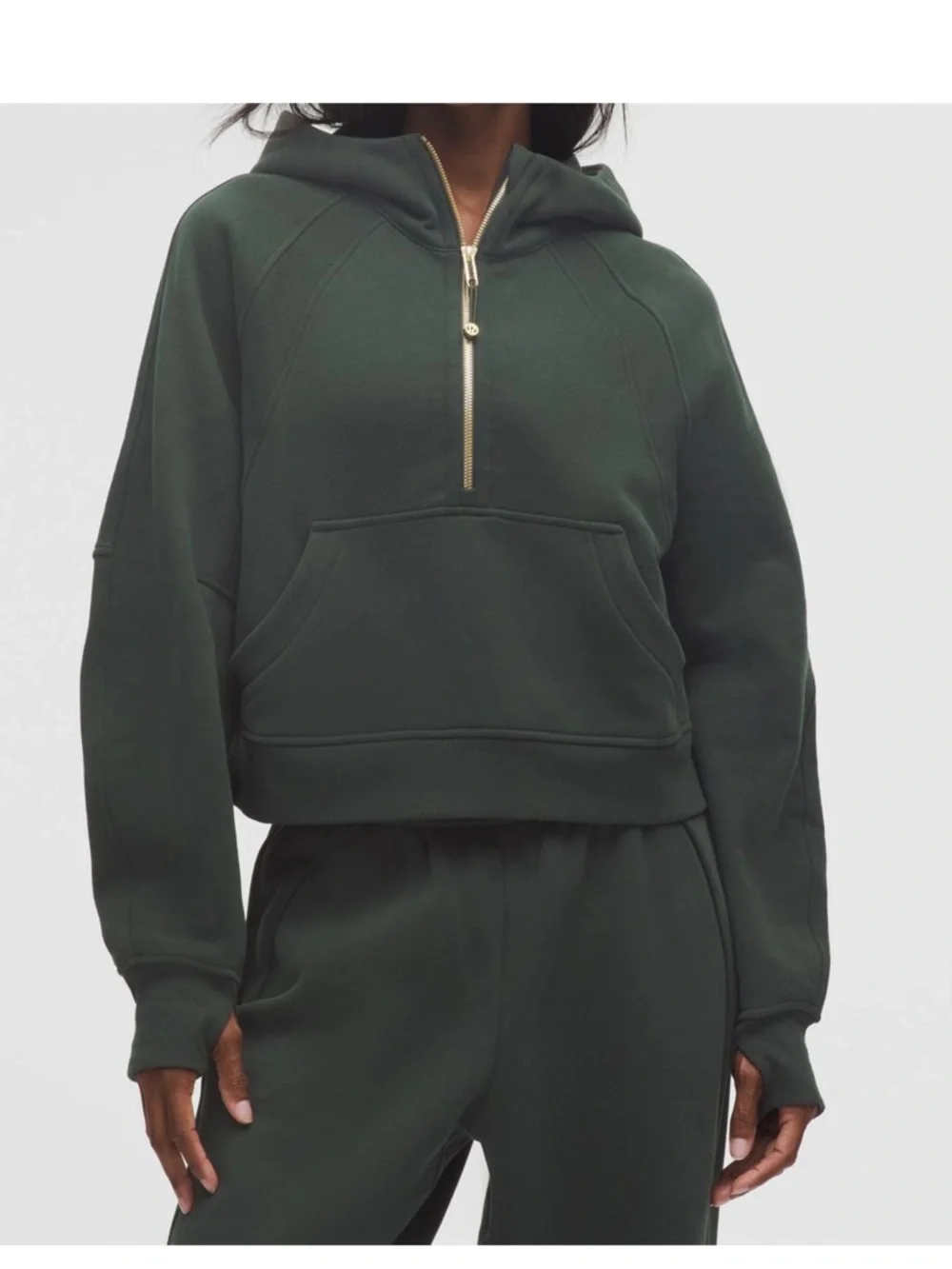 Lulu Lemon Dark Green Half-Zip Scuba M/L - Picture 1 of 8